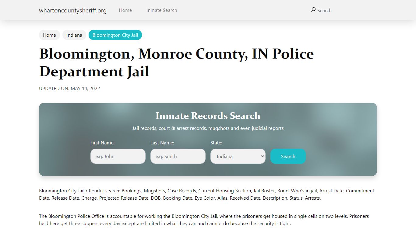 Bloomington, IN City Jail Inmates, Arrests